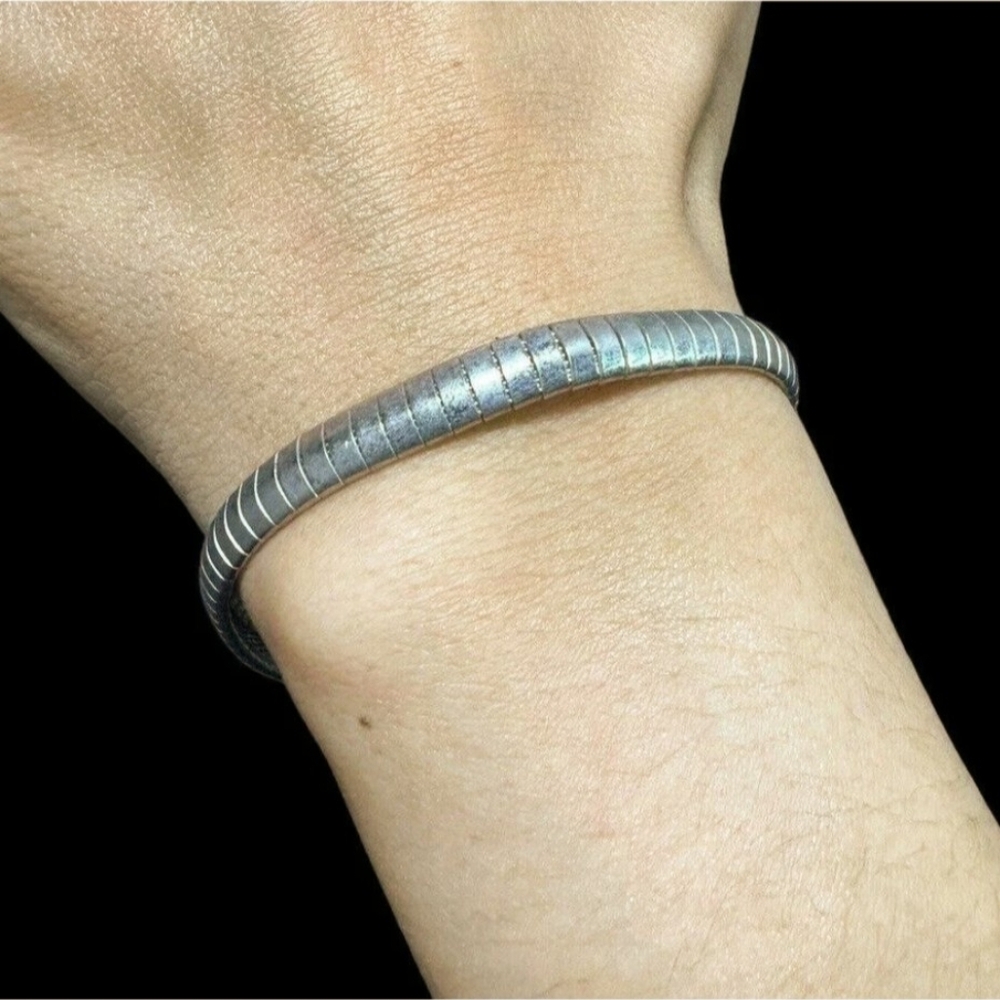 Vintage 1980s Sterling Silver Italian  Omega Bracelet 8"